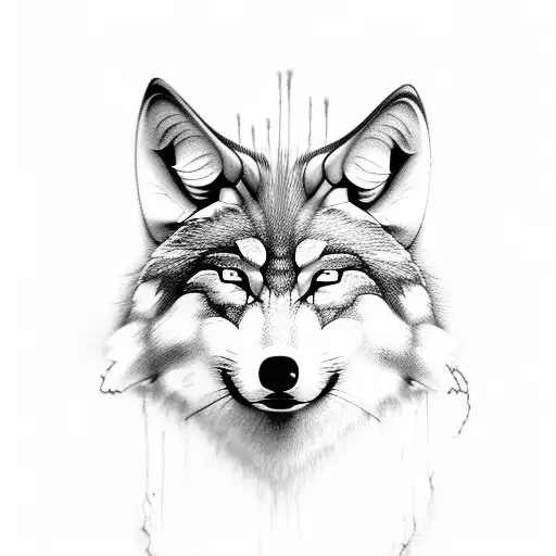 Hyper Realistic Wolf Face Coming Out Of Relaistic Clouds