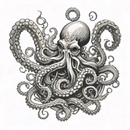 Octopus Fighting A Ship