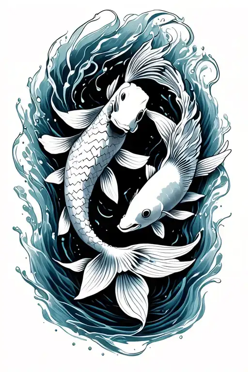 Koi Fish Swimming Upstream