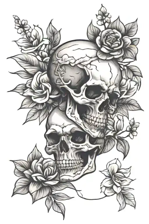 Skull And Magnolia Flowers