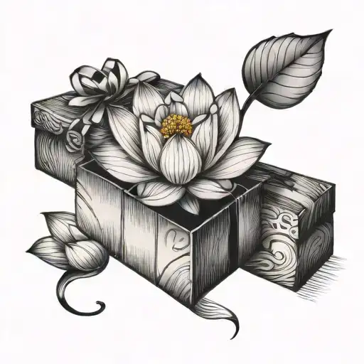 Gift Box And Lotus Flower