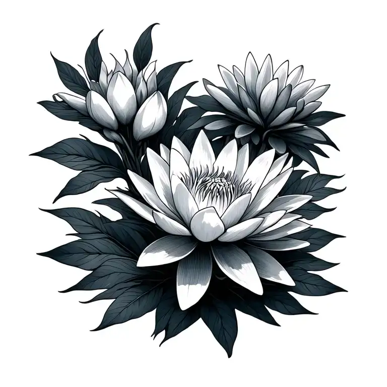 Larkspur And Water Lily Sea And Skys