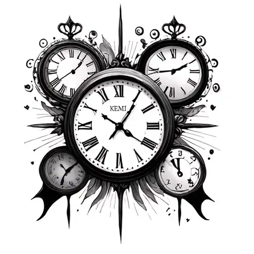 2 Clocks With 17 And 7 In The Middle Also Fill Out The Rest Of The Space Its A Half Arm Tatto