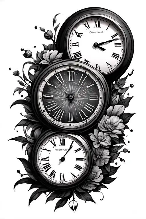 2 Clocks With 17 And 7 In The Middle Also Fill Out The Rest Of The Space Its A Half Arm Tatto