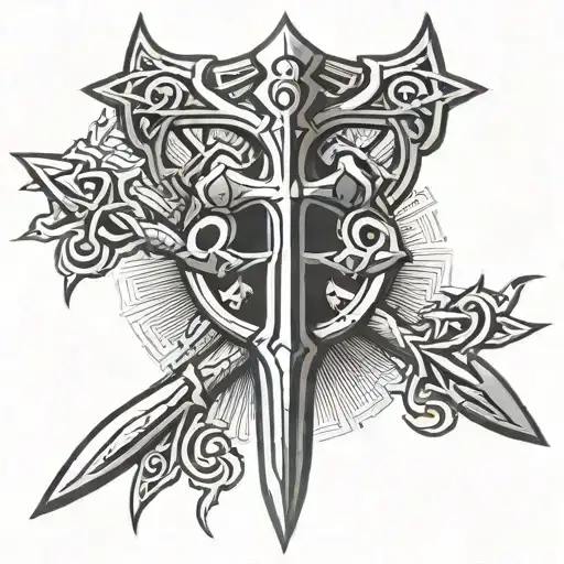 Ankh Symbol 3 Swords Crossing