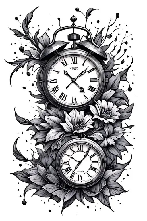 2 Clocks With 17 And 7 In The Middle Also Fill Out The Rest Of The Space Its A Half Arm Tatto