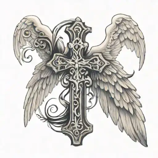 Angel Wings With Cross