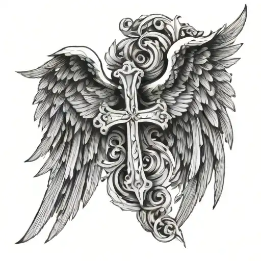 Angel Wings With Cross