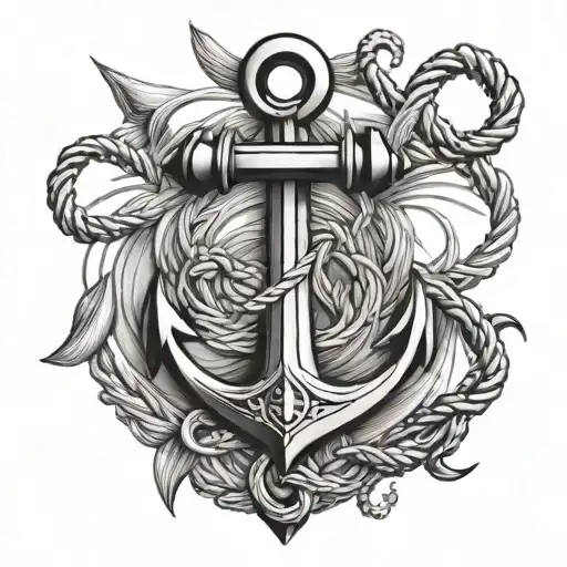 Nautical Elements Like Anchors Intertwined