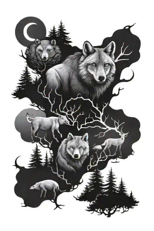 Night Animals Forest