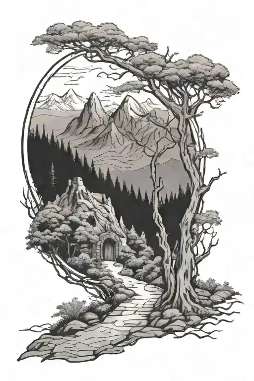 Forest And Mountain Path Lord Of The Rings