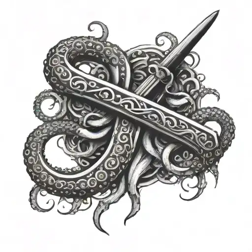 Tentacle Pierced By A Sword