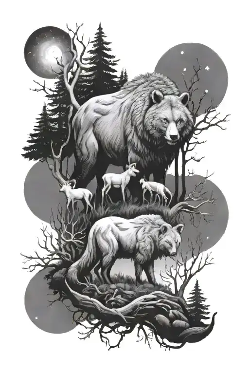 Night Animals Forest
