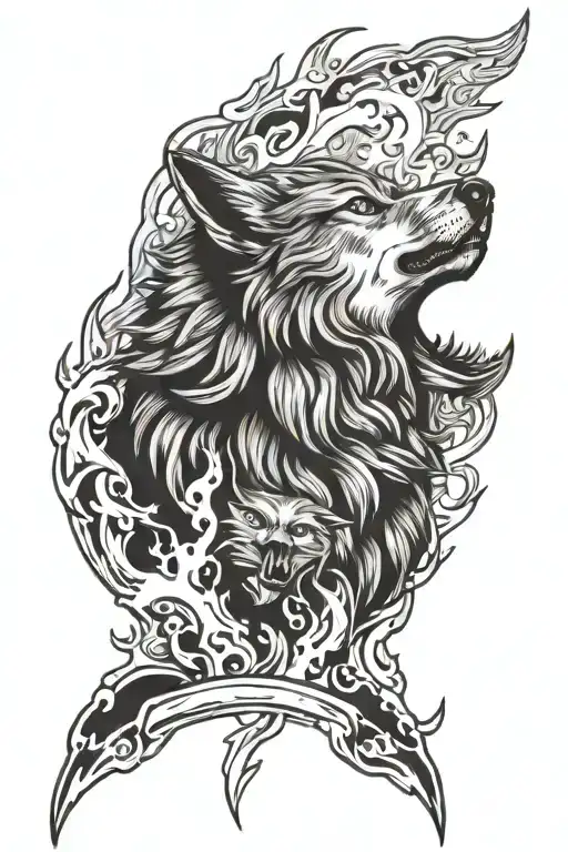 Flames And Wolf Howling