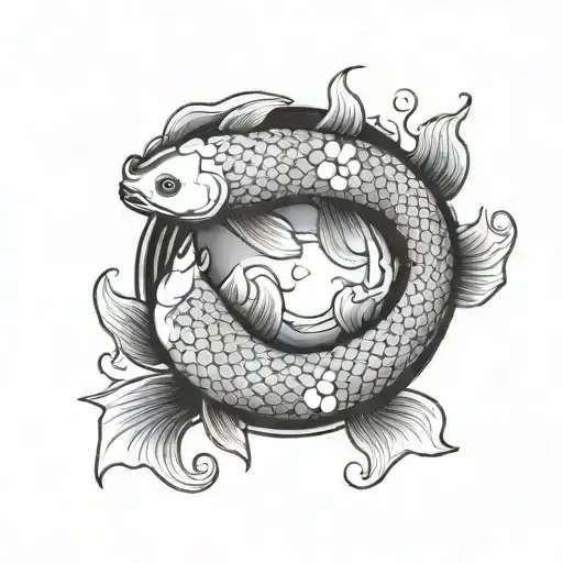 Circle Koi Fish Resembling Yin