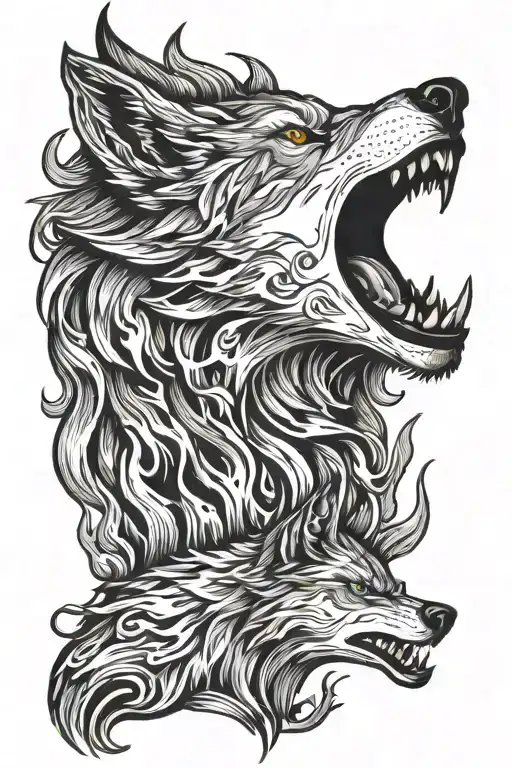 Flames And Wolf Howling