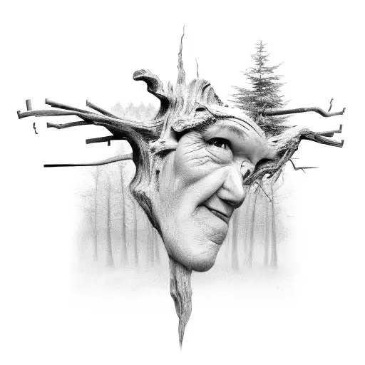 Create A Surreal Scene Of A Saw Transforming Into A Tree