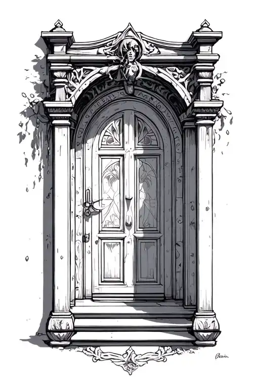 Line Art Astral And Earthy Doorway Leading