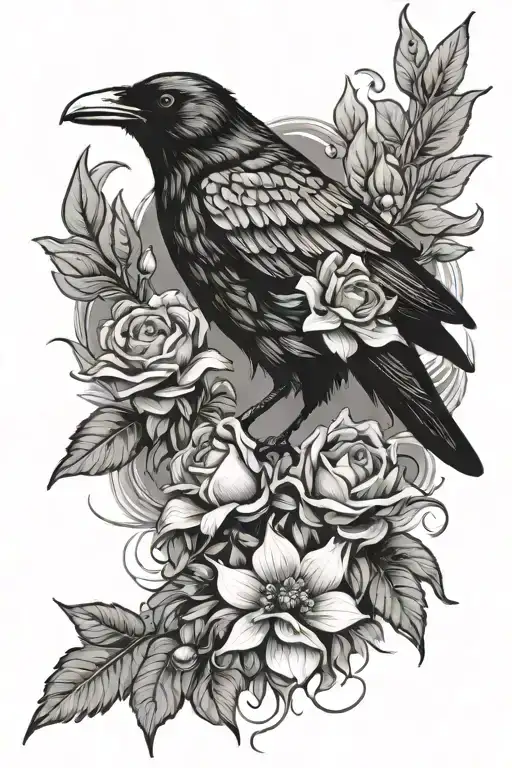 Crow And Flowers