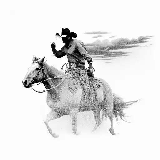 Cowboy Riding Off Into The Sunset