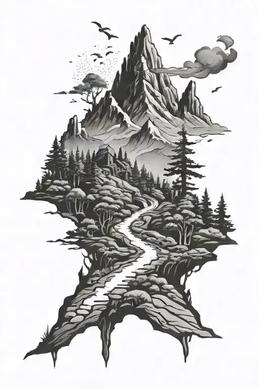 Forest Path Leading To Mount Doom