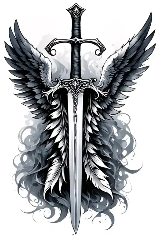 Sword With Feathers Of Angel