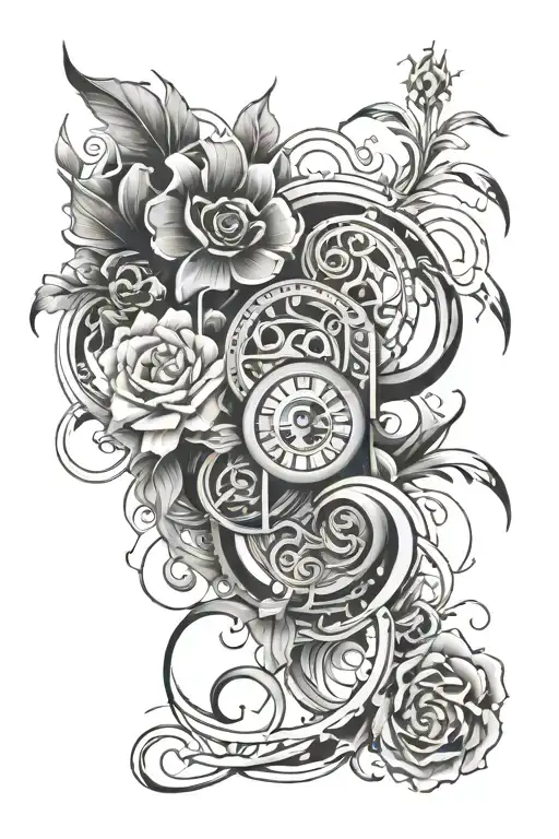 Cover Up Tattoo Featuring Elements Of Art With The Numbers 999 Somewhere