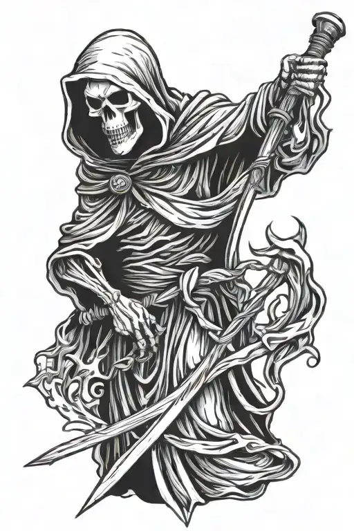 Grim Reaper Holding A Scythe