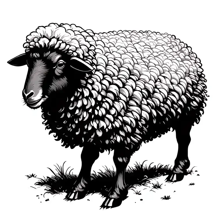 Black Sheep Walking Away From Flock