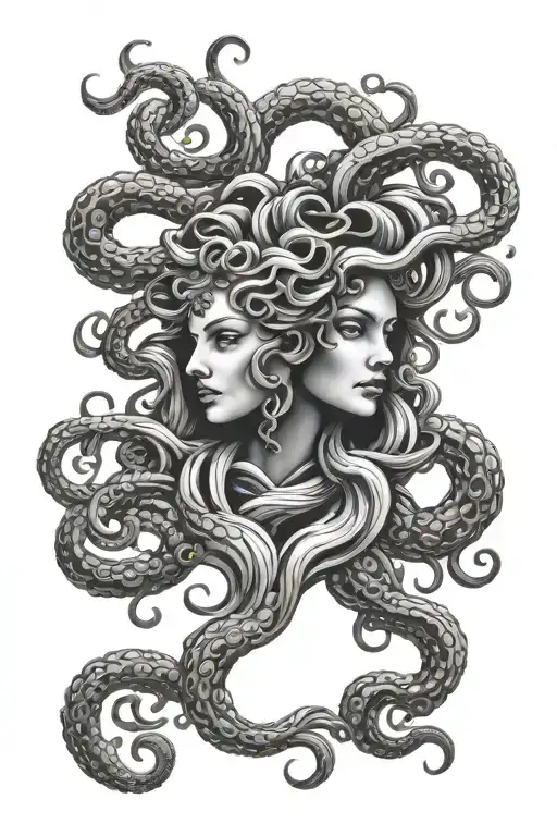 Medusa Head With Long Hair