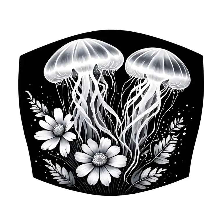 Jellyfish And Cosmos Flowers