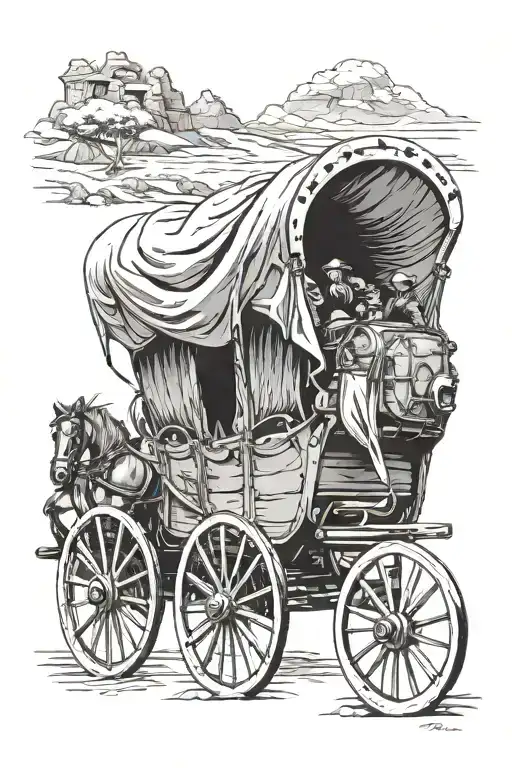 1700'S Covered Wagon Forward Facing