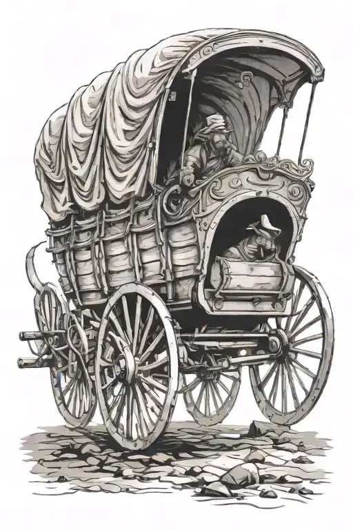 1700'S Covered Wagon Front View