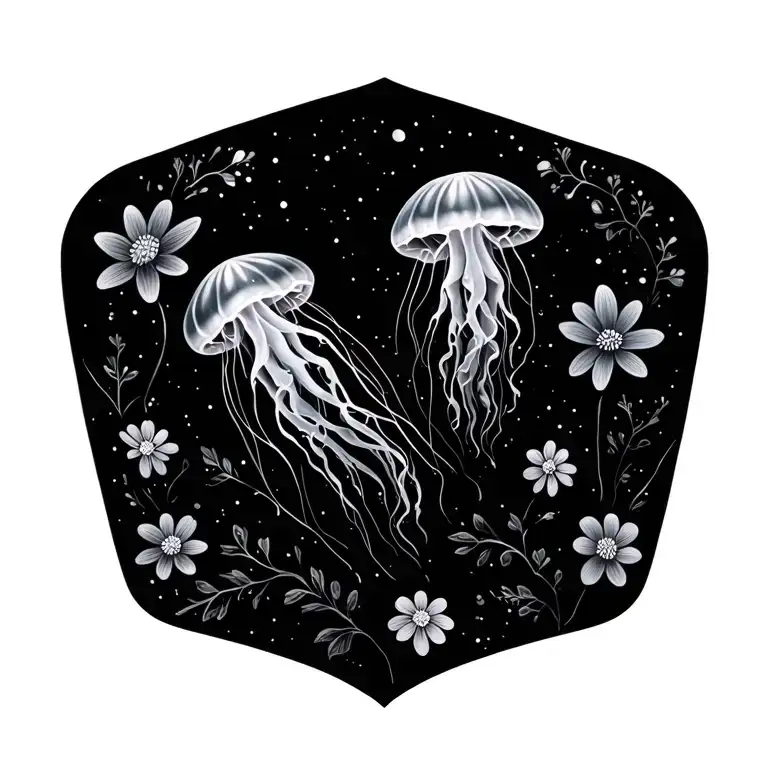 Jellyfish Underneath Cosmos Flowers