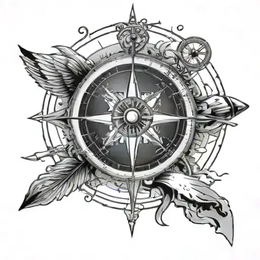 Compass With Plane Flying