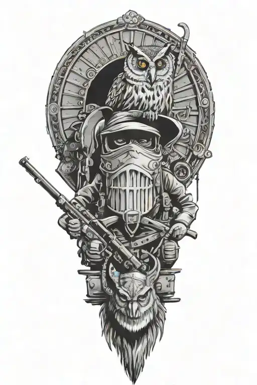 1700'S Covered Wagon Front View With Rifles And Cherokee Wizard Owl