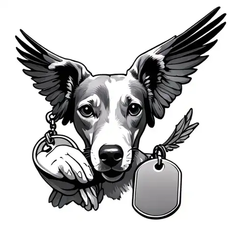 Dove Holding Dog Tags