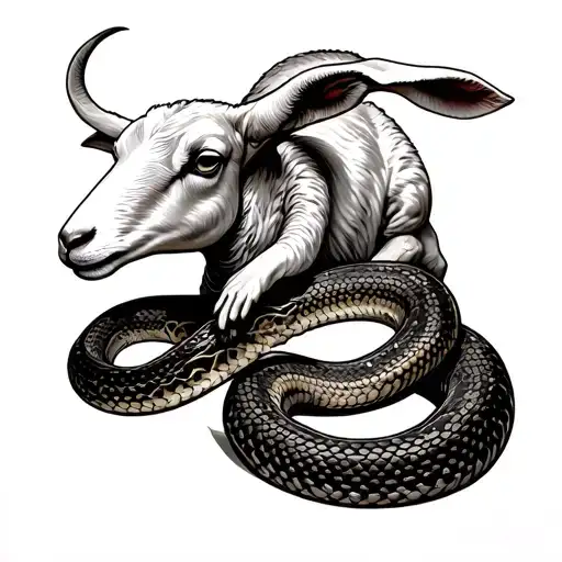 Lamb Crushing A Snake With Its Hooves