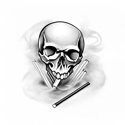 Skull Smoking A Cigarette Tattoo Design