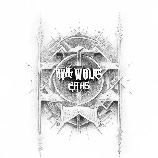 The Word Chaos Vertical Old English Writing