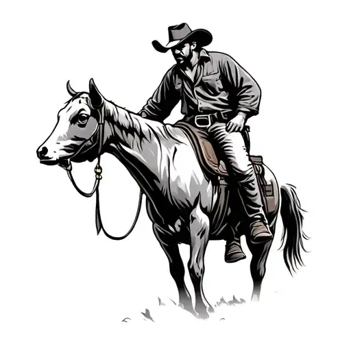 Cowboy On A Ranch With Cattle Brand