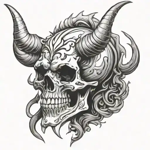 Skull With Demon Horns