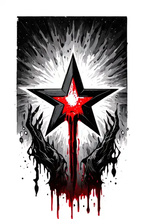 Black Star With A Bloody Core - A Crossroads Of A Sight Piercing Both Symbols
