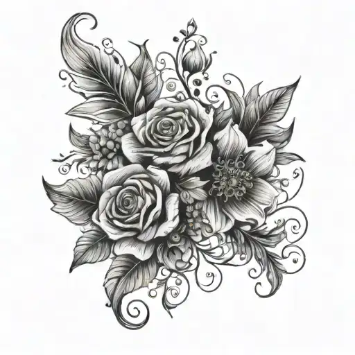 Floral With Children's Names Incorporated Within