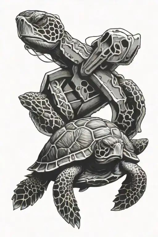 Sea Turtle With Cross Cannons