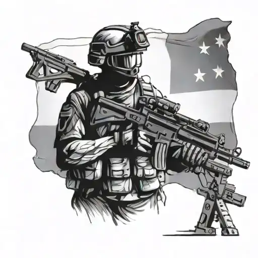 Military Solider With Nvg Standing Proudly With Bosnien Flag