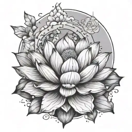 Lotus Flower Surrounded My Mountain Range