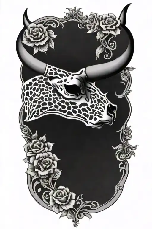 Floral Cow Skull Leopard Print Surrounded