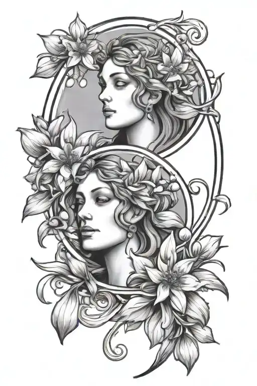 Circe Astrology Symbol Combined With Snowdrop Flowers