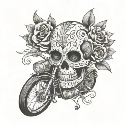 Sugar Skull And Bike